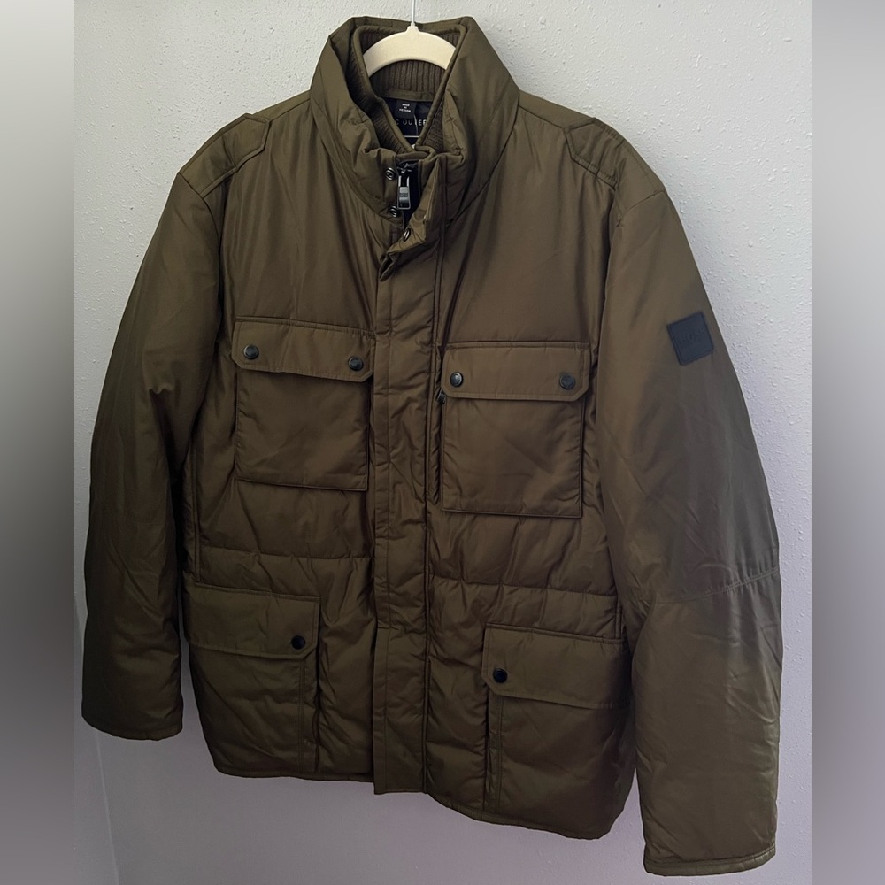 Hugo Boss Men's Quilted Water Repellent Field Jacket in Olive Green Size 44R New